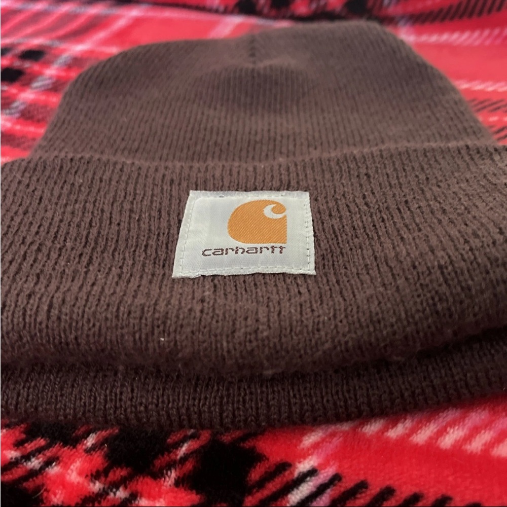 Carhartt Beanie tobaggan hat brown/purple plum color unisex winter OS one size - Picture 3 of 7